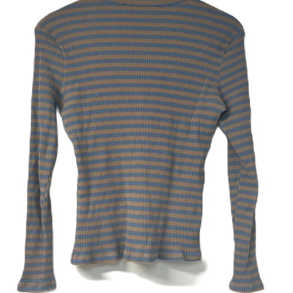 Acne Blue and Tan Striped Long Sleeve Tee - Picture 2 of 8